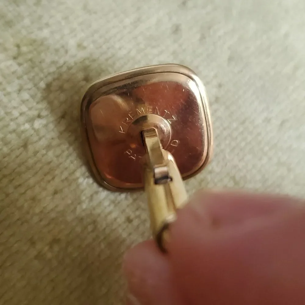 KREMENTZ | Amber Intaglio Glass and Gold Roman Soldier